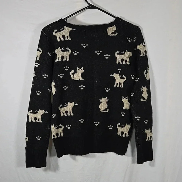 Mak B By Mac Black and Tan Cat Cardigan Size Small - Picture 5 of 6